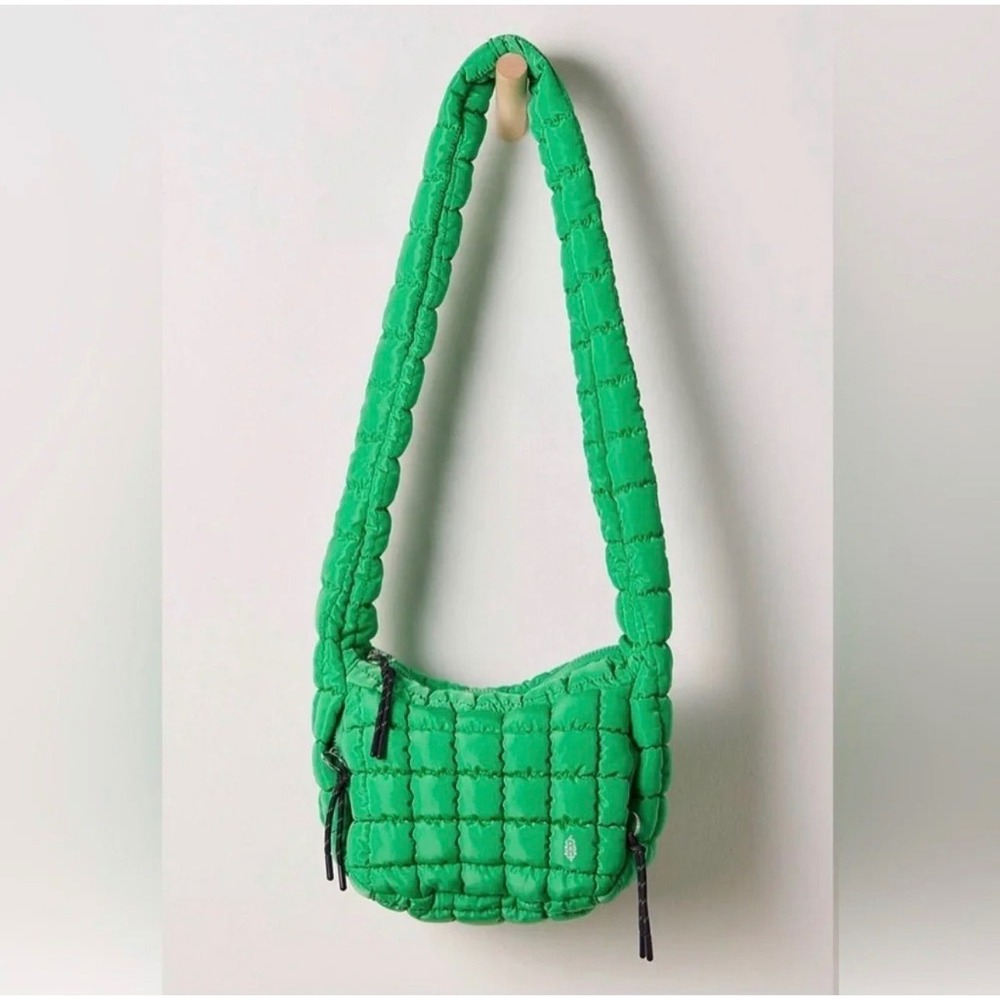 Free People FP Movement Quilted Baby Carryall Sling Bag Green Puffer Crossbody